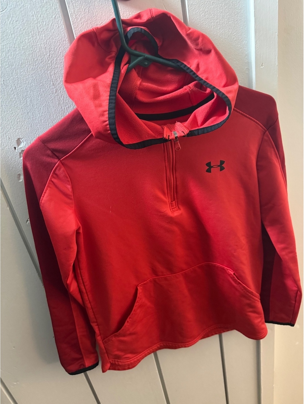 Under Armour ColdGear Youth Medium Red 1/4 Zip Pullover Hoodie Sweatshirt